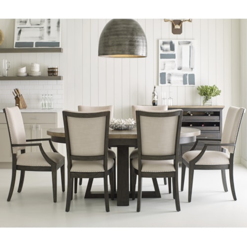Seven Piece Dining Set with Button Table and Howell Chairs