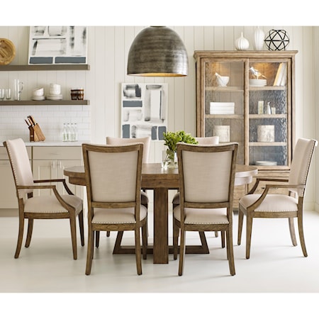Seven Piece Dining Set with Button Table and Howell Chairs