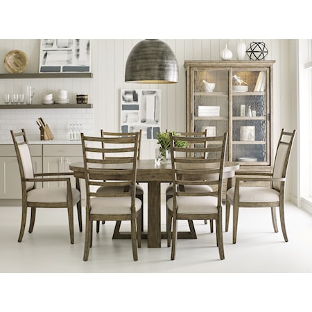 Seven Piece Dining Set with Button Table and Oakley Chairs