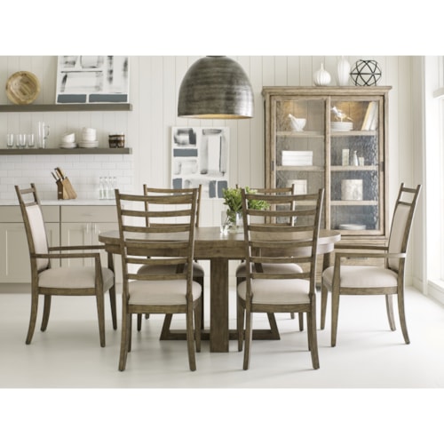 Seven Piece Dining Set with Button Table and Oakley Chairs