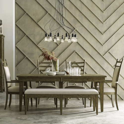 Six Piece Dining Set with Ranking Table and Bench