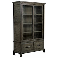 Darby Solid Wood China Cabinet with Seed Glass Doors and Touch Lighting           