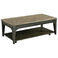 Artisans Rectangular Solid Wood Cocktail Table with Hidden Casters              