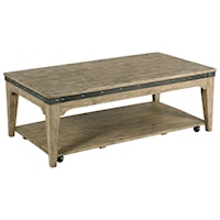 Artisans Rectangular Solid Wood Cocktail Table with Hidden Casters              