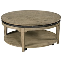 Artisans Round Solid Wood Cocktail Table with Hidden Casters                     