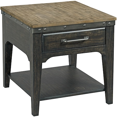 Artisans Rectangular Solid Wood End Table with One Drawer             