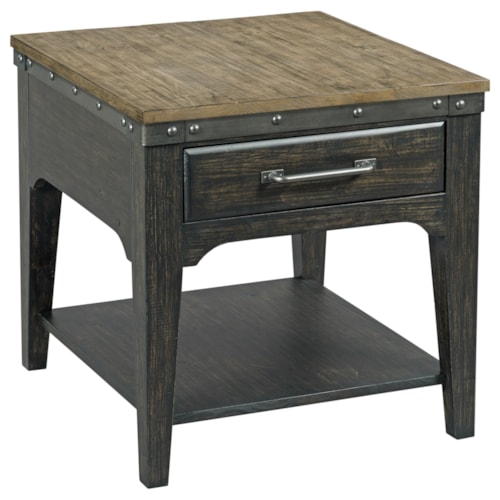 Artisans Rectangular Solid Wood End Table with One Drawer             