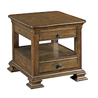 Traditional Rectangular Solid Wood End Table with Display Shelf