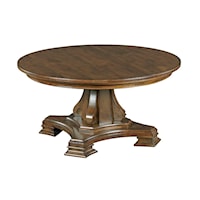 Round Solid Wood Cocktail Table with Tuscan-inspired Carved Pedestal Base