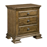 Traditional Solid Wood Nightstand with Square Carved Feet