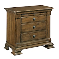 Traditional Solid Wood Bachelor's Chest with Carved Pilasters and Pull-Out Shelf