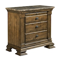 Traditional Solid Wood Bachelor's Chest with Marble Top and Pull-Out Shelf