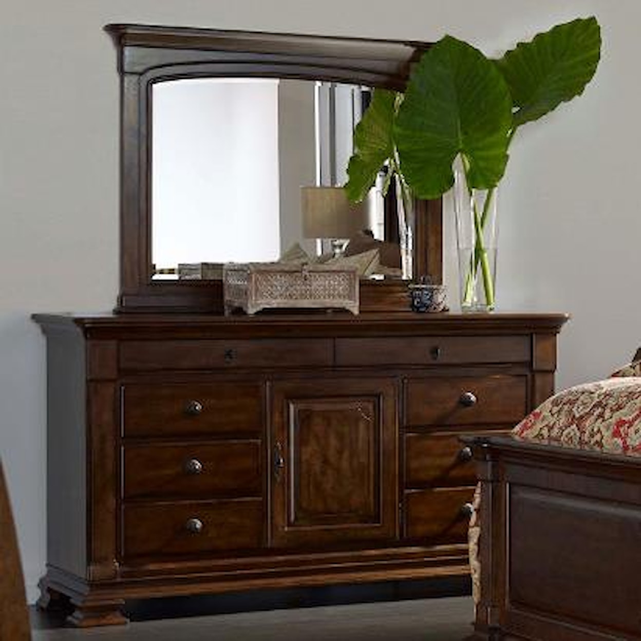 Kincaid Furniture Portolone Basilica Dresser and Landscape Mirror Set