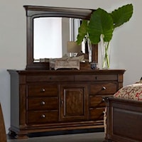 Basilica Solid Wood Door Dresser and Landscape Mirror Set