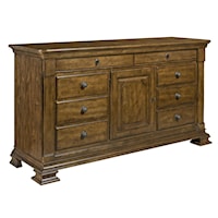 Basilica Solid Wood Door Dresser with Brass Keyplate Hardware and Jewelry Tray 