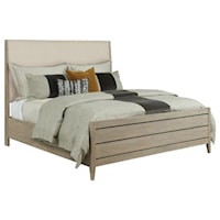 Contemporary Incline Solid Wood King Upholstered Bed 