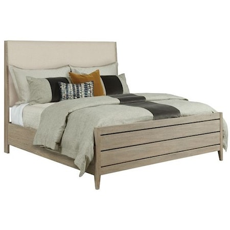 Contemporary Incline Solid Wood King Upholstered Bed 