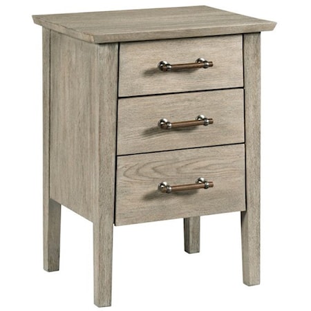 Contemporary Boulder Solid Wood Small Nightstand with Outlet