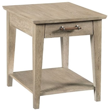 Contemporary Collins Solid Wood Side Table with Drawer
