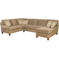 Customizable 3 Piece Sectional Sofa with Sock Arms and Tapered Feet