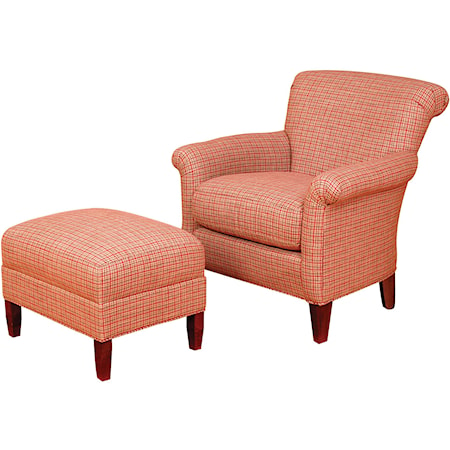 Francis Rolled Back Chair and Ottoman Set