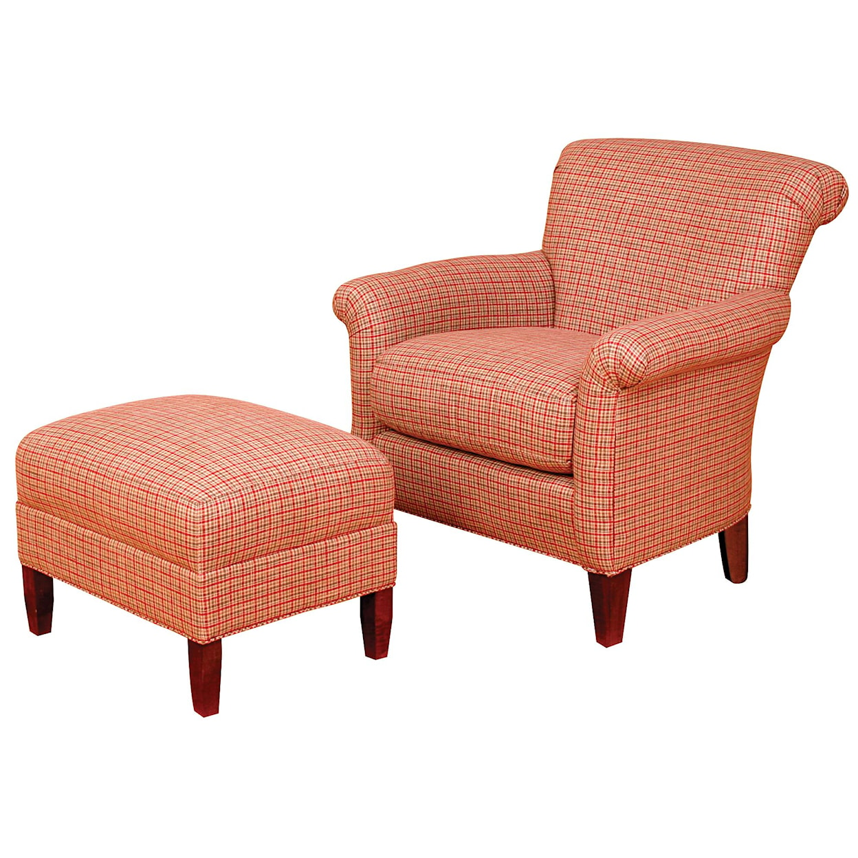 King Hickory King Hickory Accent Chairs and Ottomans Francis Rolled Back Chair and Ottoman Set