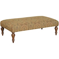 Kiloom Traditional Cocktail Ottoman with Turned Legs and Nailhead Trim