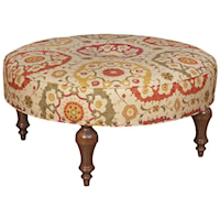 Round Olympic Ottoman with Button Tufted Seat Detail