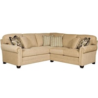 Transitional Sectional with Rolled Sock Arms and Tapered Block Feet 