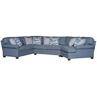 Transitional Sectional with Tapered Block Feet and Sock Rolled Arms