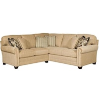 Transitional Sectional with Sock Rolled Arms and Tapered Block Feet