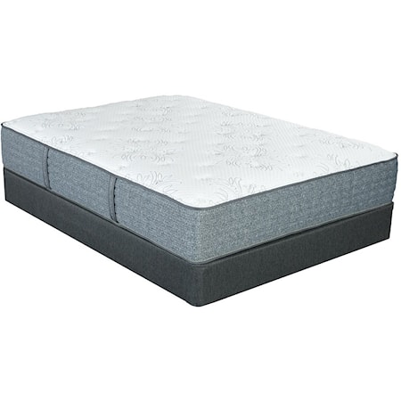 King 12 1/2" Cushion Firm Pocketed Coil Mattress and Nordic Wood Foundation