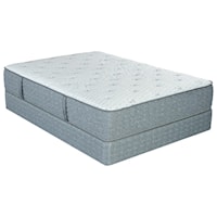 Full 12 1/2" Cushion Firm Pocketed Coil Mattress and Low Profile Nordic Wood Foundation