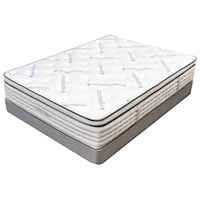 Queen 13" Cushion Firm Euro Top Pocketed Coil Mattress and 5" Natural Wood Low Profile Foundation