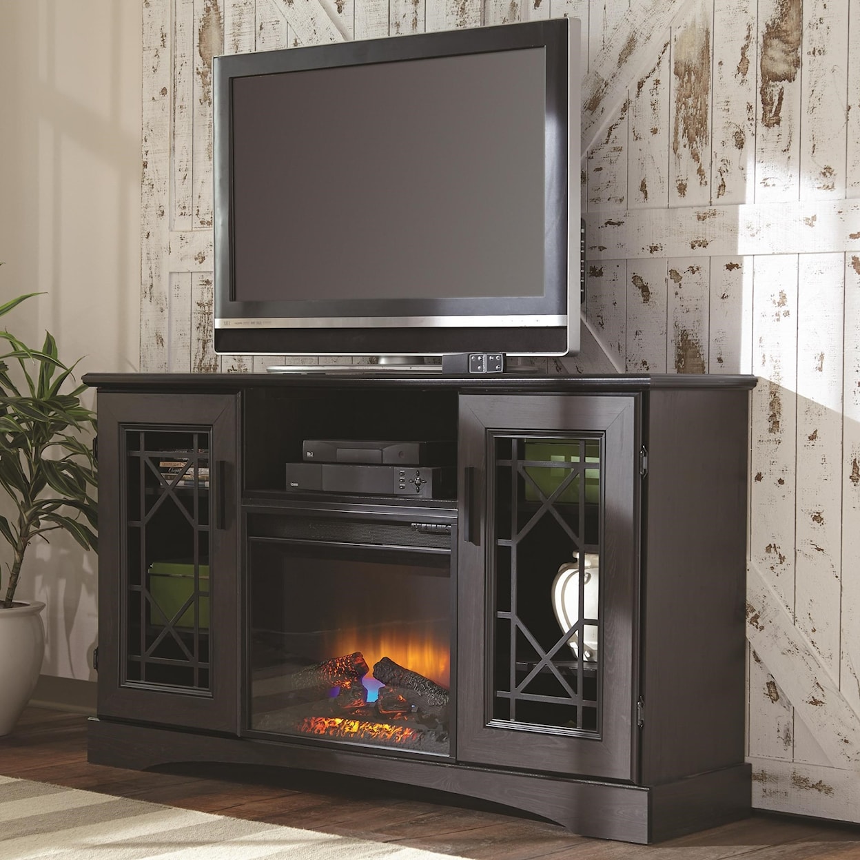 Kith Furniture Luna SMOKE 60" ENTERTAINMENT | CENTER WITH FIREPL