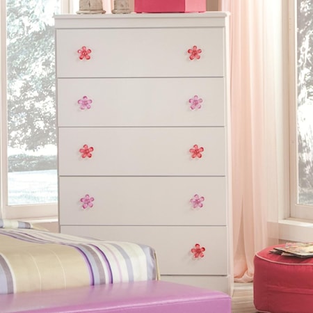 SAVANNAH STIPPLE WHITE 5 DRAWER | CHEST