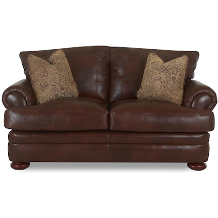Casual Style Leather Loveseat with Bun Feet