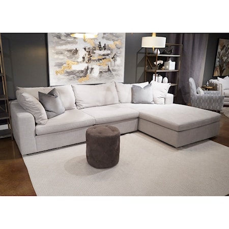 Casual 3-Seat Sectional Sofa with RAF Wide Chaise