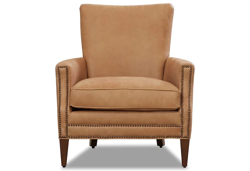 Bergdorf Leather Chair with Nailhead Trim by Klaussner at Johnny Janosik