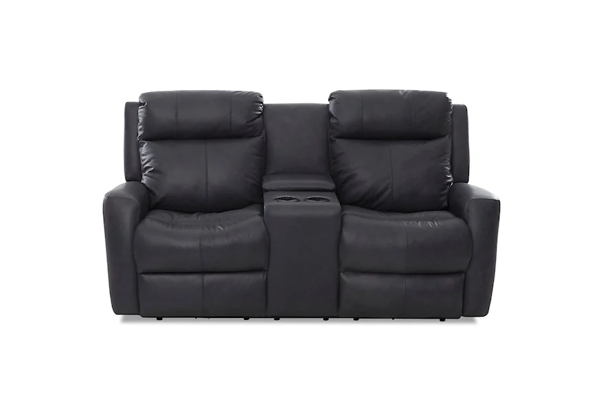 Brooks Reclining Loveseat w/console by Klaussner at Pilgrim Furniture City