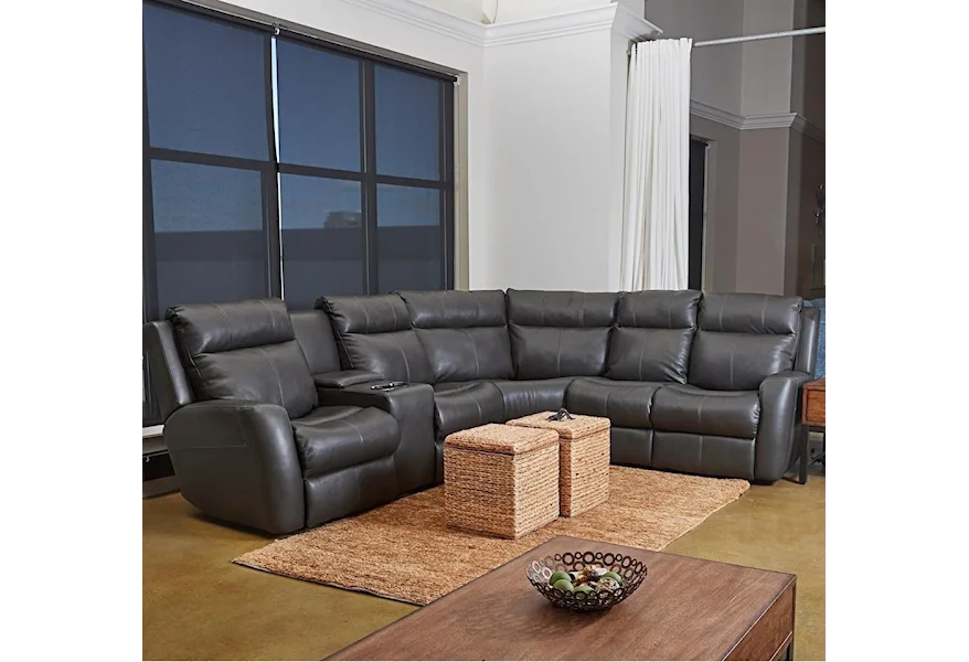 Brooks 4-Seat PowerRecline Sectional w/ LAF Console by Klaussner at Pilgrim Furniture City