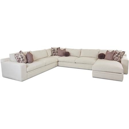 Casual Four Piece Sectional Sofa with RAF Chaise