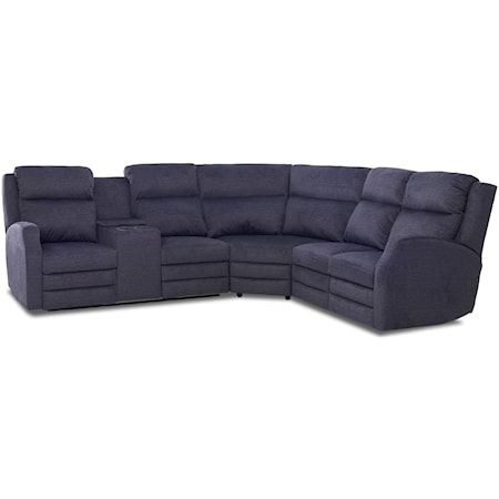 Four Seat Power Reclining Sectional Sofa with Power Headrests / Lumbar, Cupholder Storage Console, USB Charging Ports