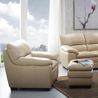 Chair and Ottoman with Pillow Arms and Block Feet