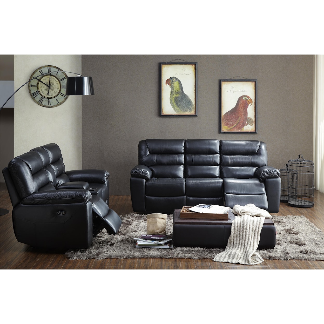 Kuka Home 1711 Reclining Loveseat with Console