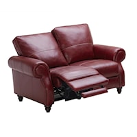 Traditional Power Reclining Loveseat with Turned Wood feet
