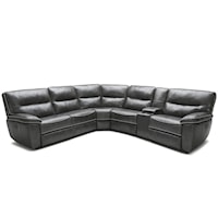 Transitional 6 Piece Power Reclining Sectional with Console