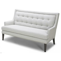 Transitional Settee with Framed Button Back and Nailhead Trim