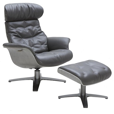 Lean-Back Swivel Chair and Ottoman