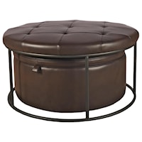 Faux Leather Nesting Ottoman with Storage.